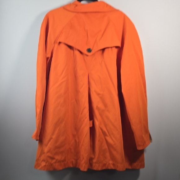 Lands' End Orange Trench Coat Lightweight Casual - Picture 5 of 8